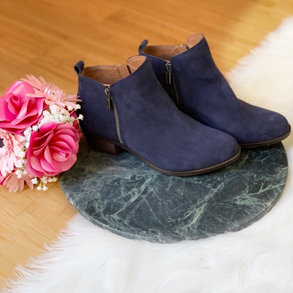 lucky brand navy blue booties